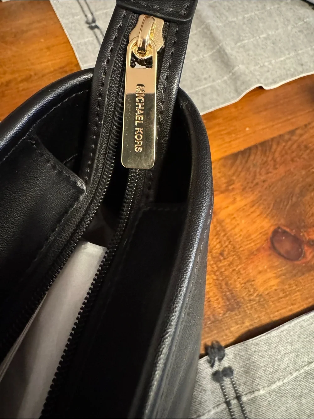 Michael Kors Black Saffiano Leather Jet Set Tote with Gold Hardware